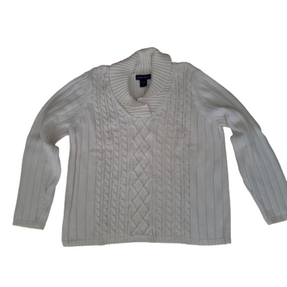 Karen Scott Off-White Cable Knit Sweater - Picture 1 of 7